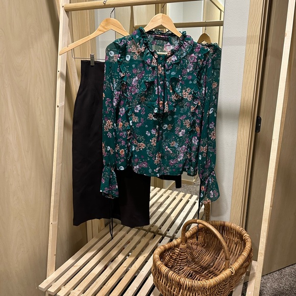 Zara Dresses & Skirts - SET ZARA Midi Skirt With Slit and Blouse